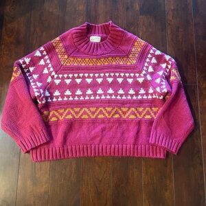 Universal Thread Pink Patterned Turtleneck Sweater